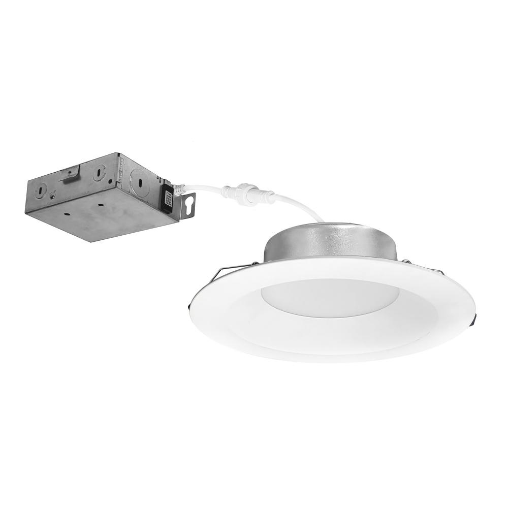 6" Contractor Series Can-less LED Downlight with Deep Reflector, Selectable CCT, Matte Powder