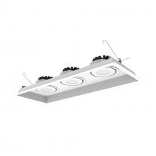 Nora NMRT3-3RL140FWW - Three-Head Flanged LED Multiple Lighting Trim, 900lm per Head w/ Flood Optic, 4000K, Regressed White