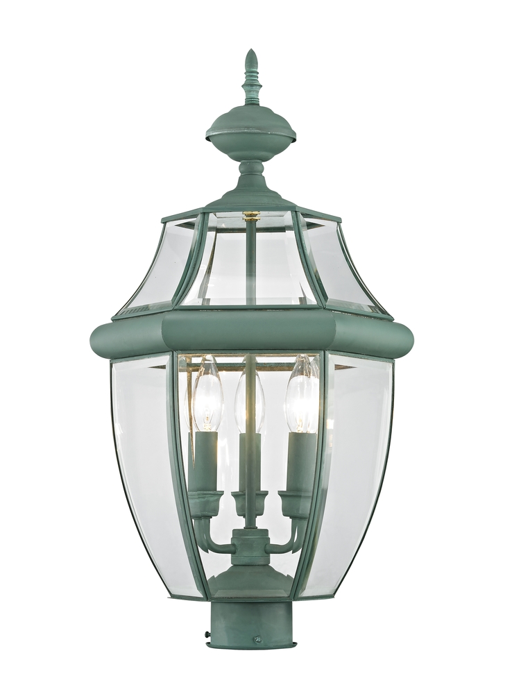 3 Light Verdigris Outdoor Post Lantern