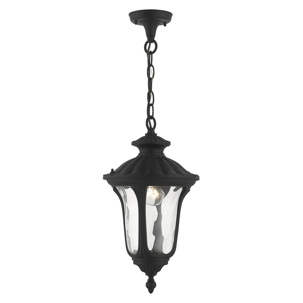 1 Lt Textured Black Outdoor Pendant Lantern