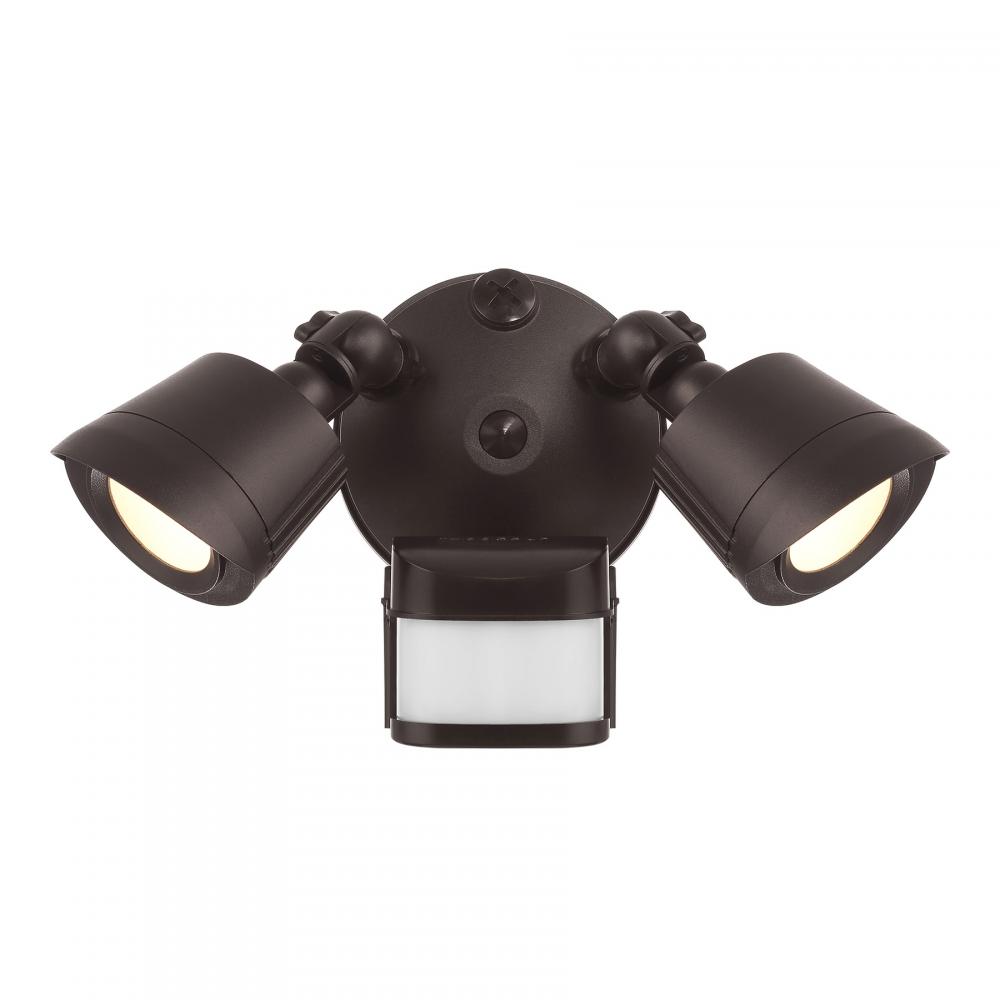 LED Motion Sensored Double Flood Light in Bronze