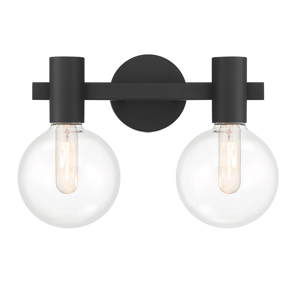 Wright 2-Light Bathroom Vanity Light in Matte Black