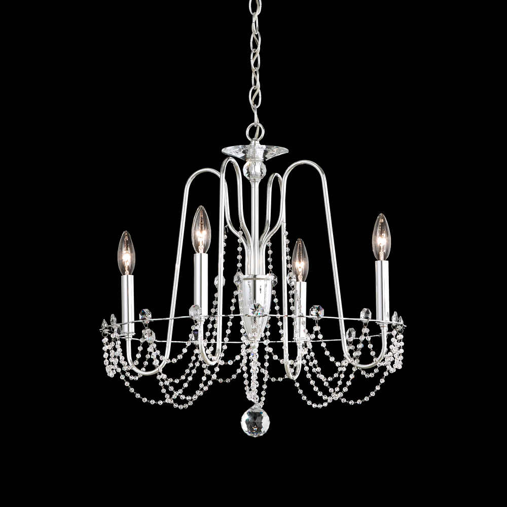 Esmery 4 Light 120V Chandelier in Antique Silver with Optic Crystal