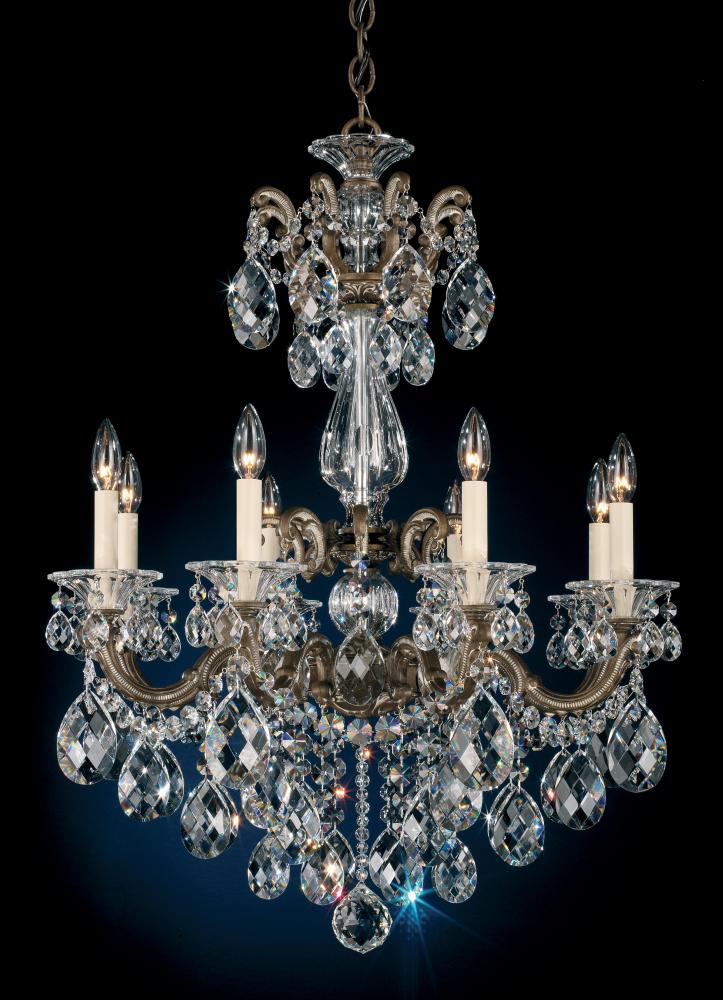 La Scala 8 Light 120V Chandelier in Heirloom Gold with Clear Crystals from Swarovski