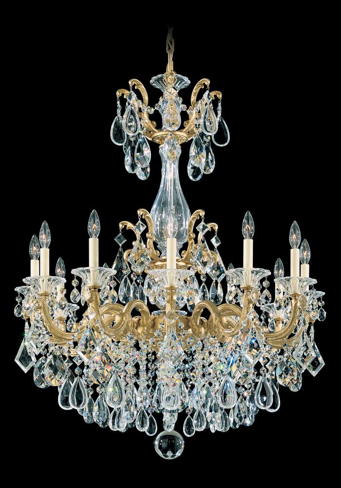 La Scala 12 Light 120V Chandelier in Heirloom Gold with Clear Crystals from Swarovski