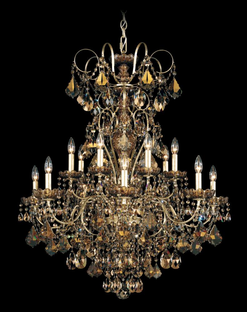 New Orleans 14 Light 120V Chandelier in Heirloom Gold with Heritage Handcut Crystal