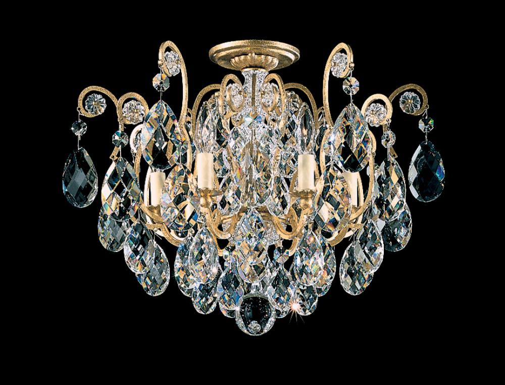 Renaissance 6 Light 120V Semi-Flush Mount in Etruscan Gold with Heritage Handcut Crystal