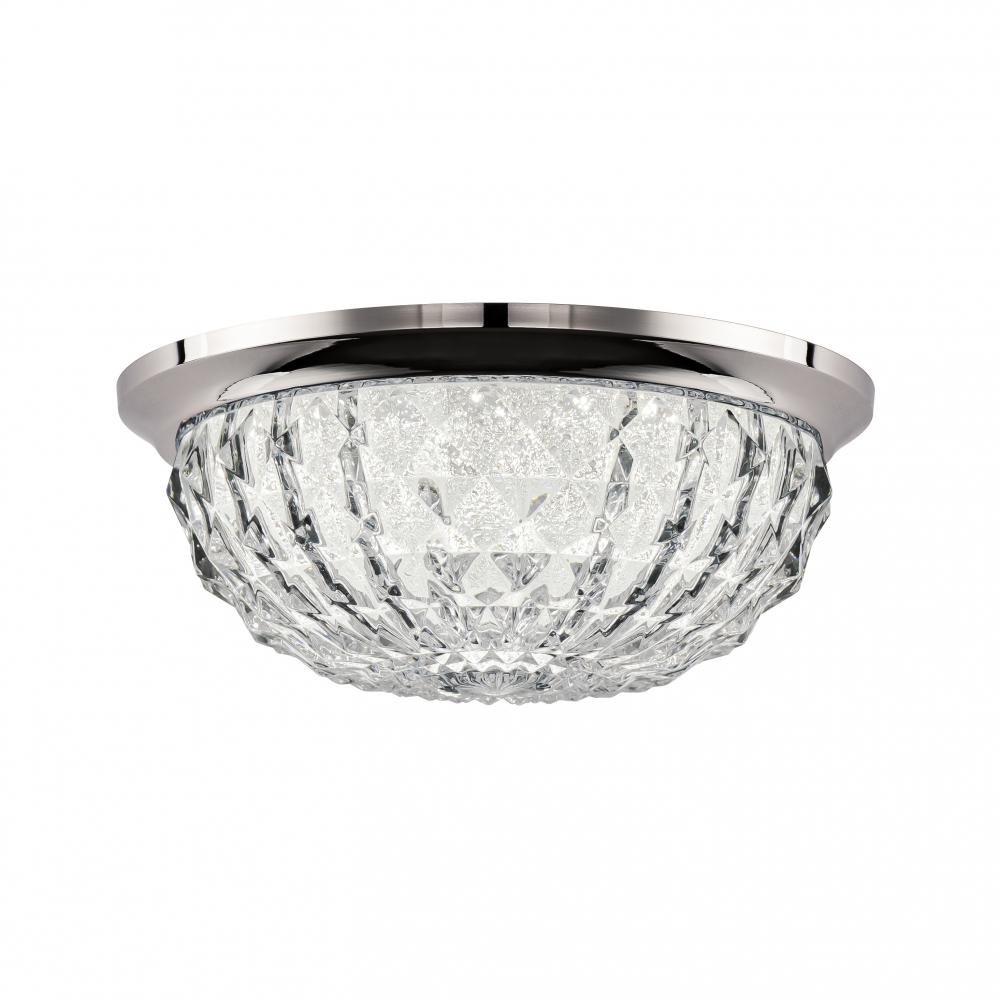 Genoa 12IN LED 3000K/3500K/4000K 120V Flush Mount in Aged Brass with Optic Crystal