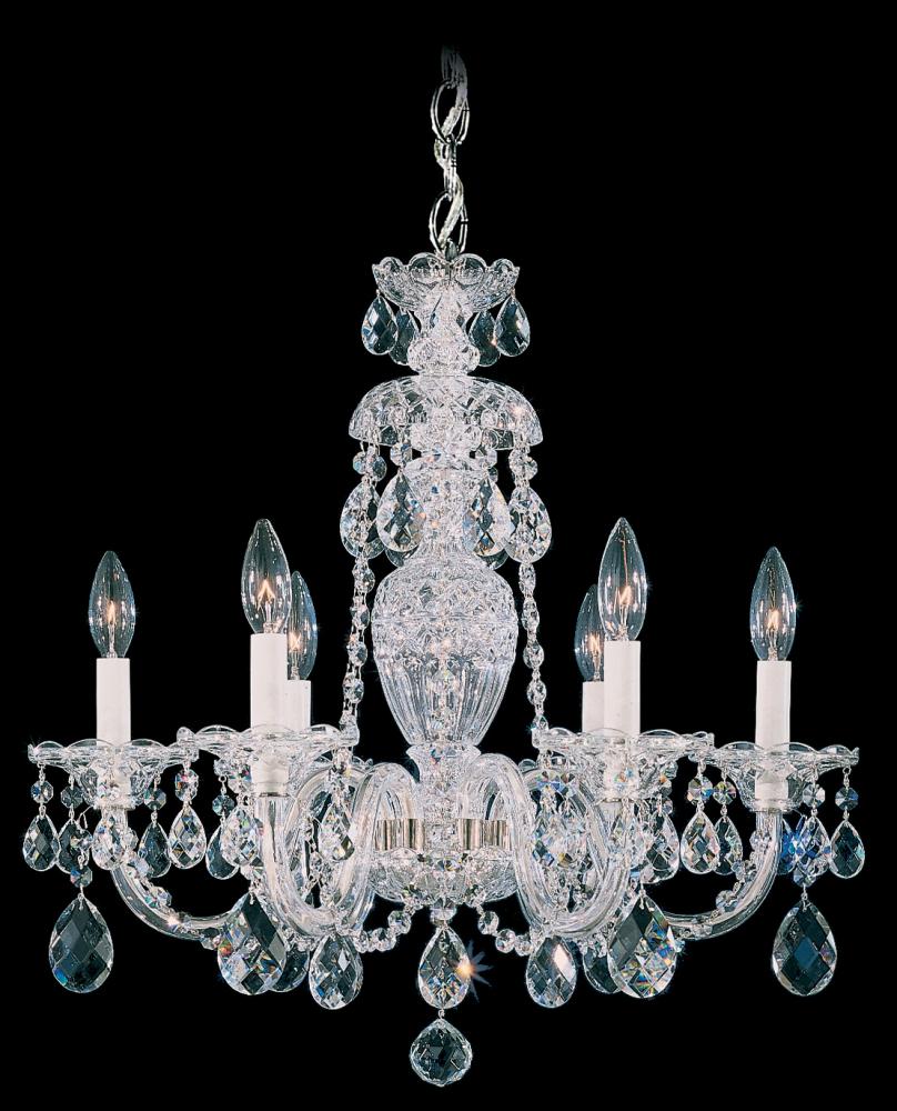 Sterling 6 Light 120V Chandelier in Polished Silver with Heritage Handcut Crystal