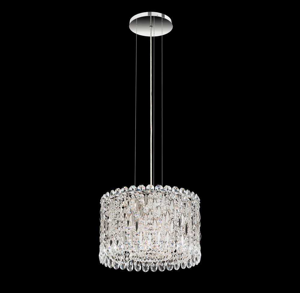 Sarella 8 Light 120V Mini Pendant in Polished Stainless Steel with Clear Crystals from Swarovski