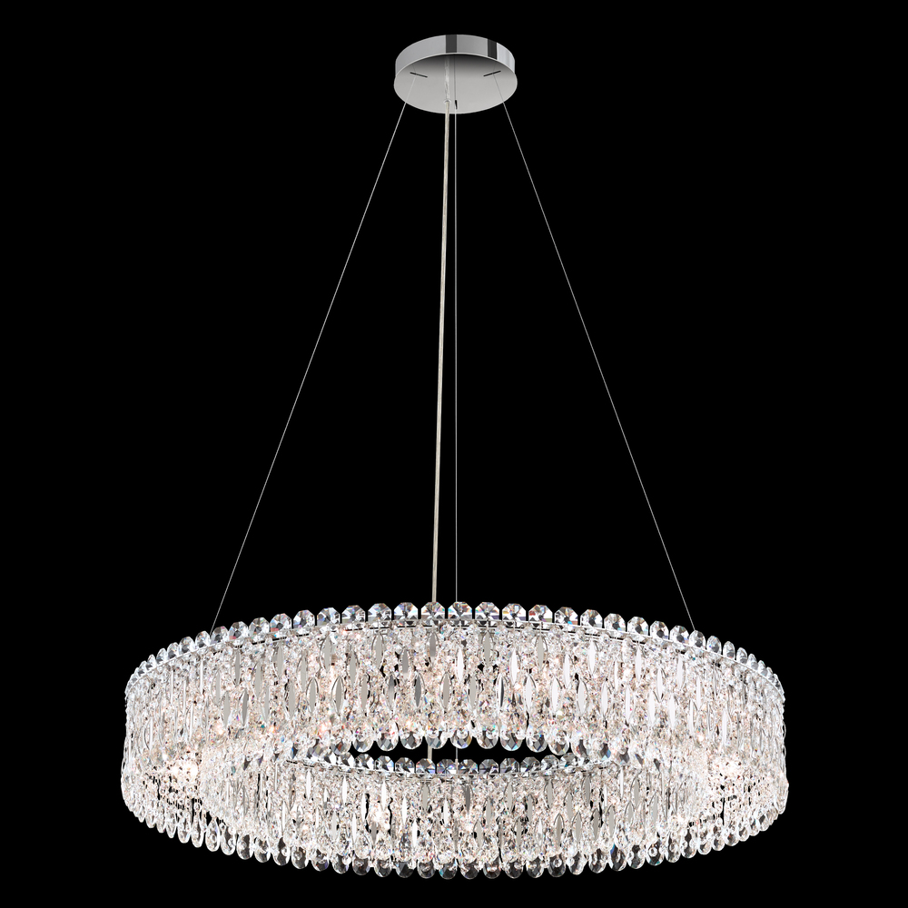 Sarella 18 Light 120V Pendant in Black with Heritage Handcut Crystal