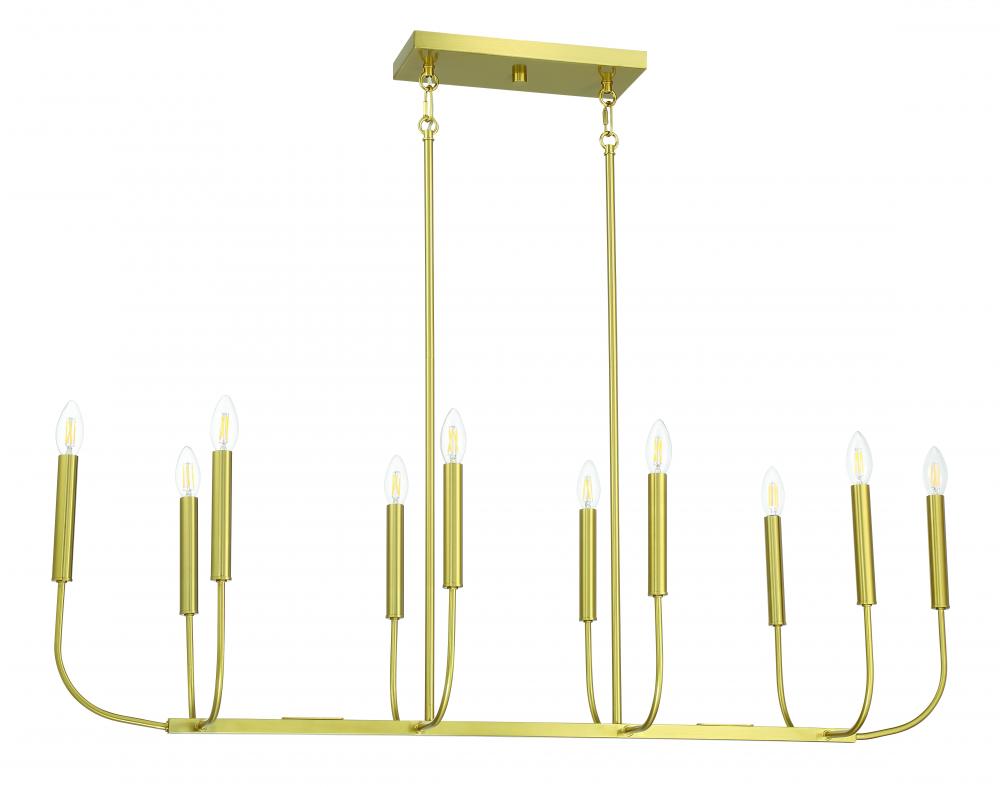 Traci 10 Light Island in Satin Brass