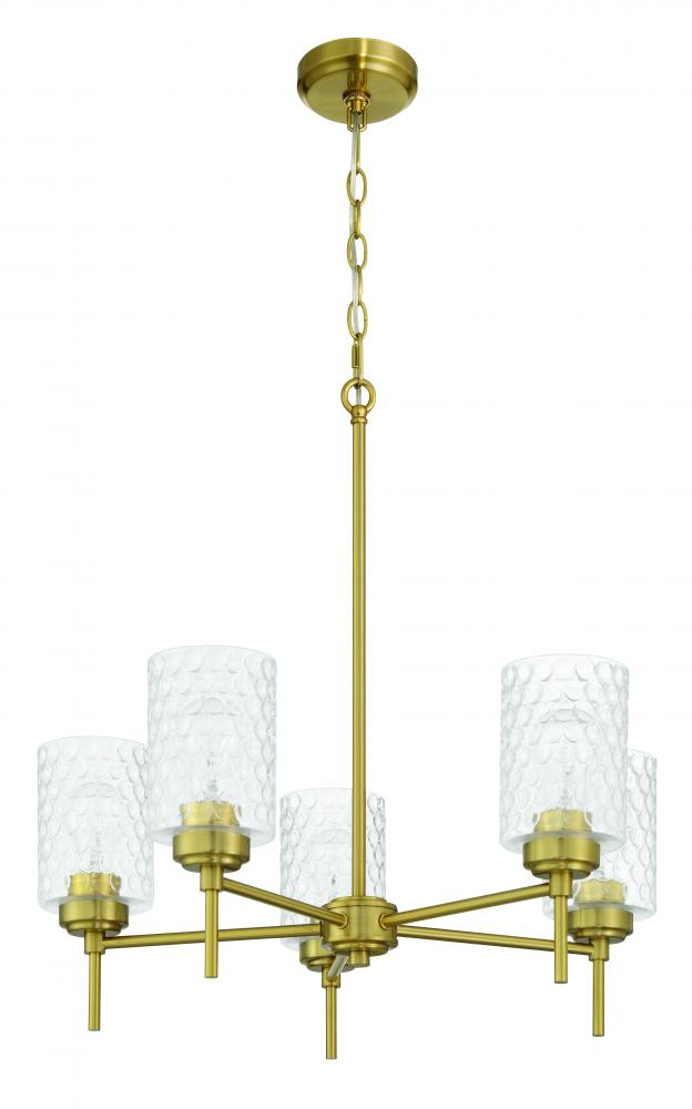 Claire 5 Light Chandelier in Satin Brass