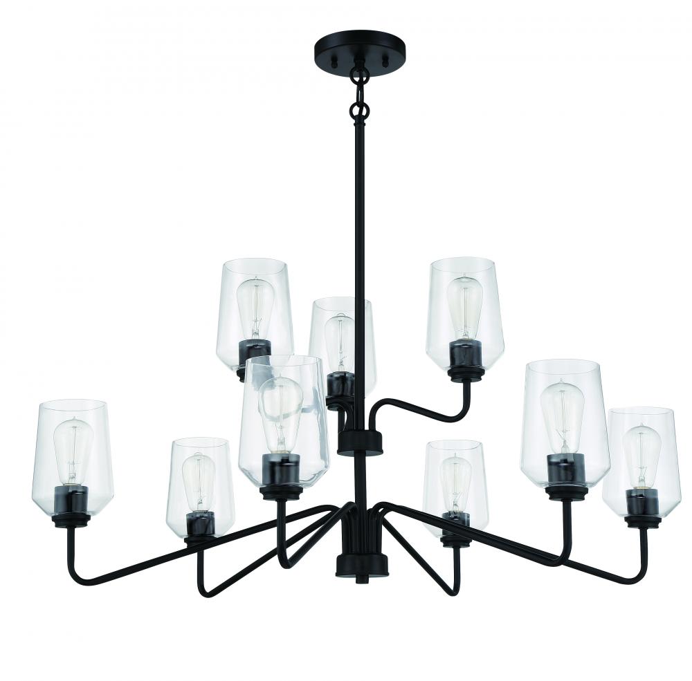 Shayna 9 Light Chandelier in Flat Black