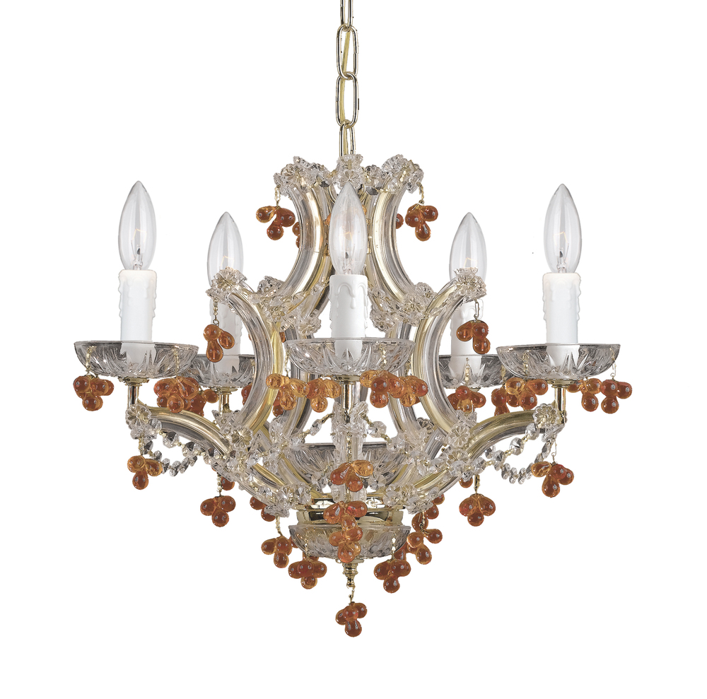 6 Light Polished Chrome Youth Mini Chandelier Draped In Murano Beads