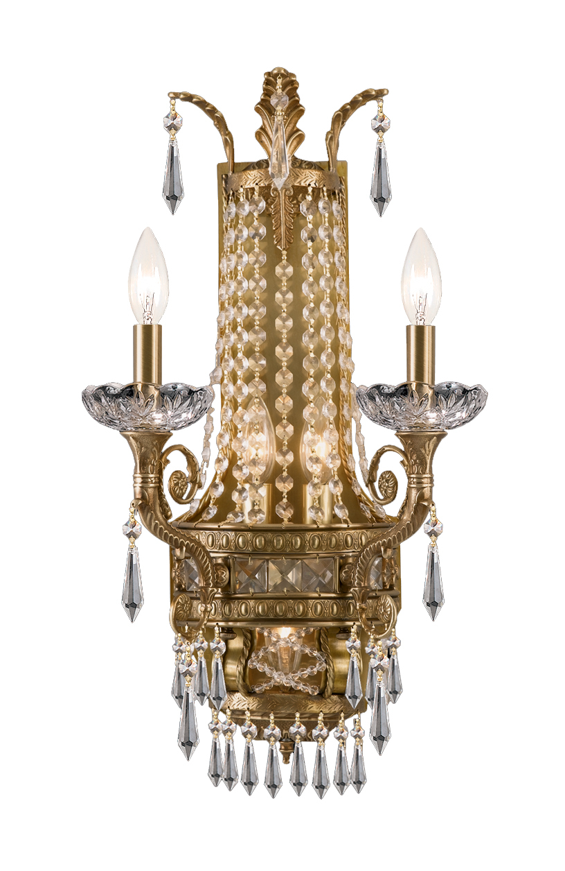 Crystorama Regal 5 Light Clear Crystal Brass Sconce