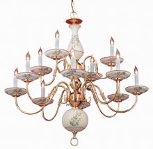 Crystorama 4112-PB-R - Classic Ceramic 12 Light Brass Chandelier