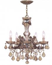 Crystorama 4476-AB-GT-MWP - Maria Theresa 5 Light Golden Teak Crystal Brass Chandelier