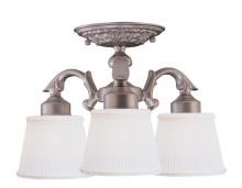 Crystorama 673-SN - Sterling 3 Light Satin Nickel Semi-Flush