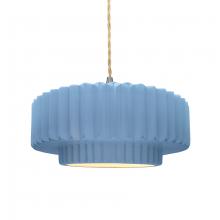 Justice Design Group CER-6553-SKBL-NCKL-BEIG-TWST - Medium Tier Pleated 1-Light Pendant