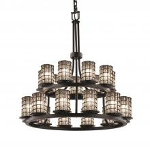 Justice Design Group WGL-8767-10-GRCB-MBLK-LED21-14700 - Dakota 21-Light 2-Tier Ring LED Chandelier