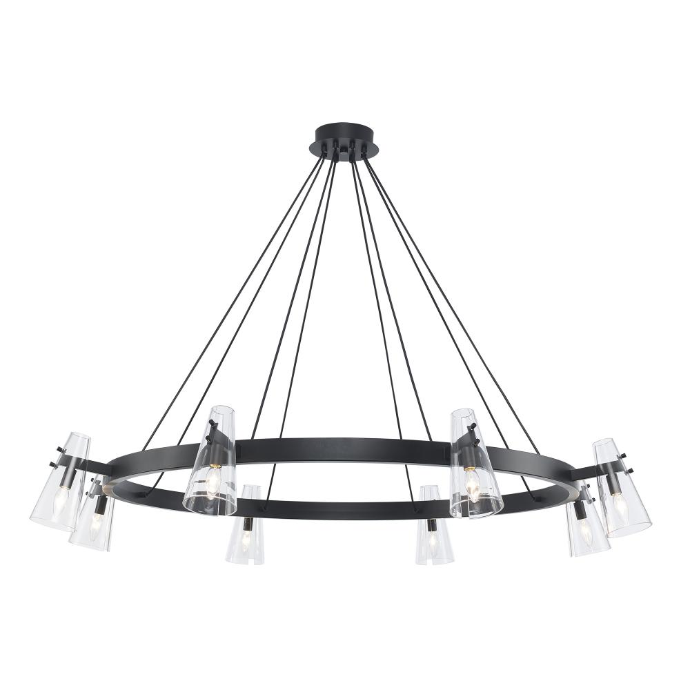 LuminaGlow 8 - Light Dimmable Wagon Wheel Dining Chandelier