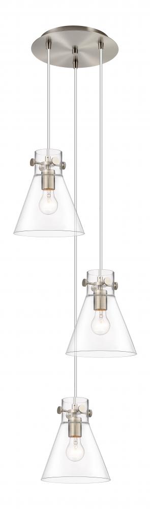 Newton Cone - 3 Light - 16 inch - Brushed Satin Nickel - Multi Pendant