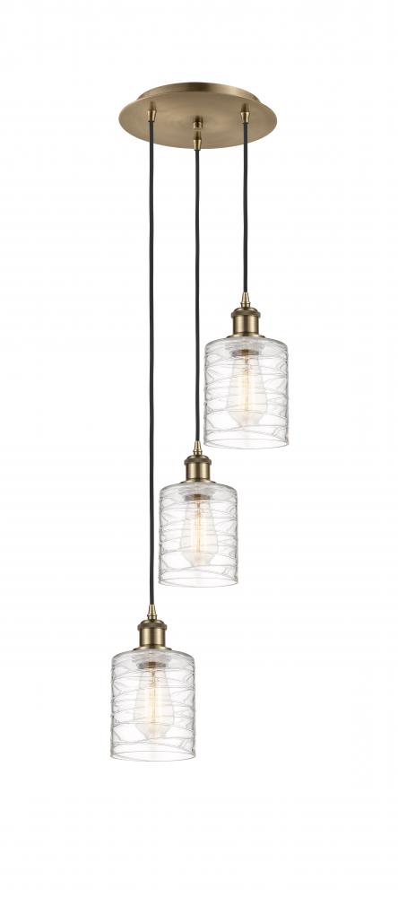 Cobbleskill - 3 Light - 12 inch - Antique Brass - Cord Hung - Multi Pendant