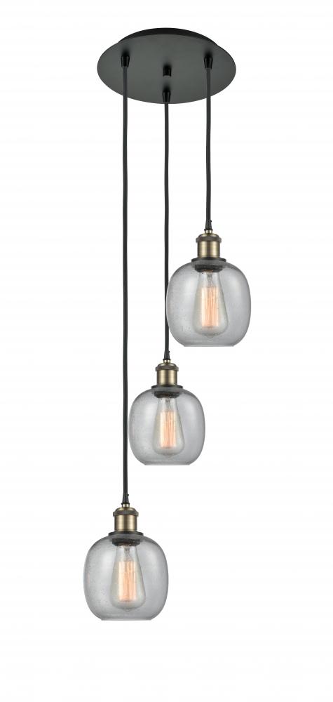 Belfast - 3 Light - 13 inch - Black Antique Brass - Cord Hung - Multi Pendant