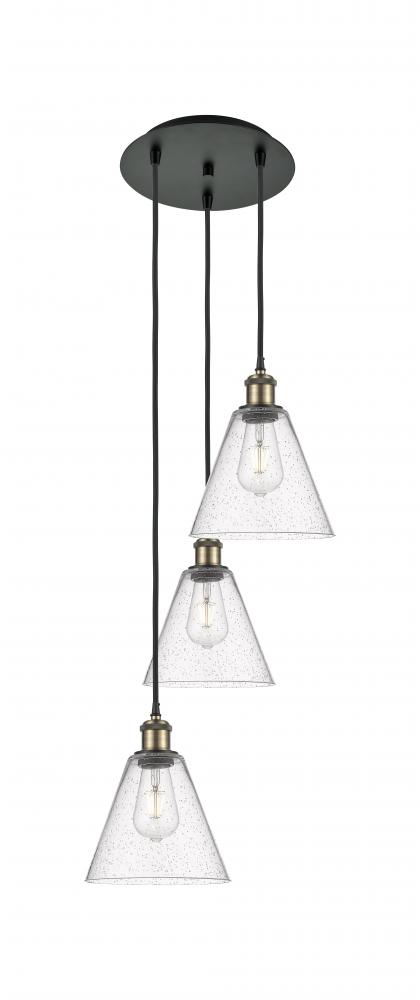 Berkshire - 3 Light - 15 inch - Black Antique Brass - Cord Hung - Multi Pendant