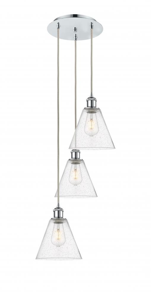 Berkshire - 3 Light - 15 inch - Polished Chrome - Cord Hung - Multi Pendant