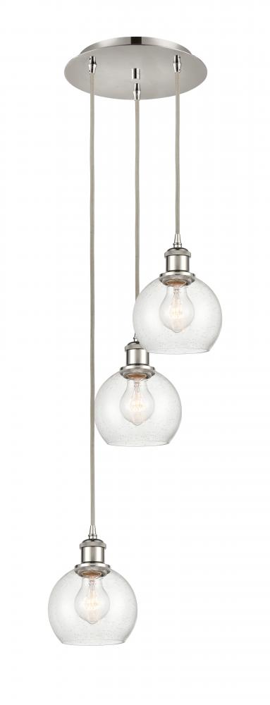 Athens - 3 Light - 12 inch - Polished Nickel - Cord Hung - Multi Pendant