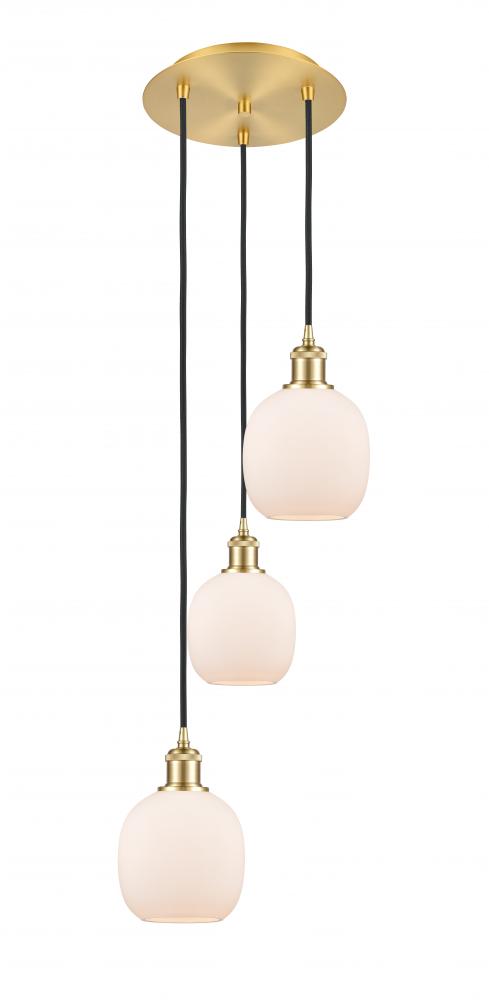 Belfast - 3 Light - 13 inch - Satin Gold - Cord Hung - Multi Pendant