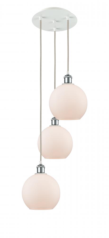 Athens - 3 Light - 15 inch - White Polished Chrome - Cord Hung - Multi Pendant