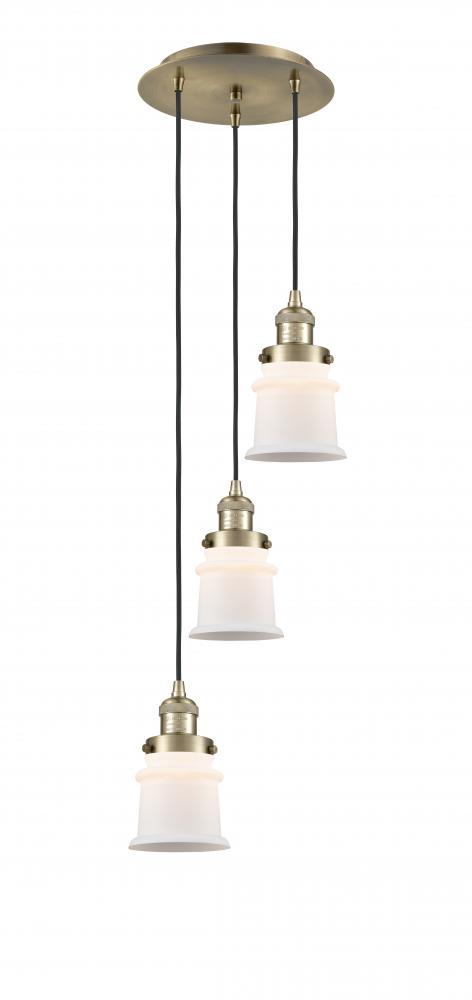 Canton - 3 Light - 12 inch - Antique Brass - Cord hung - Multi Pendant