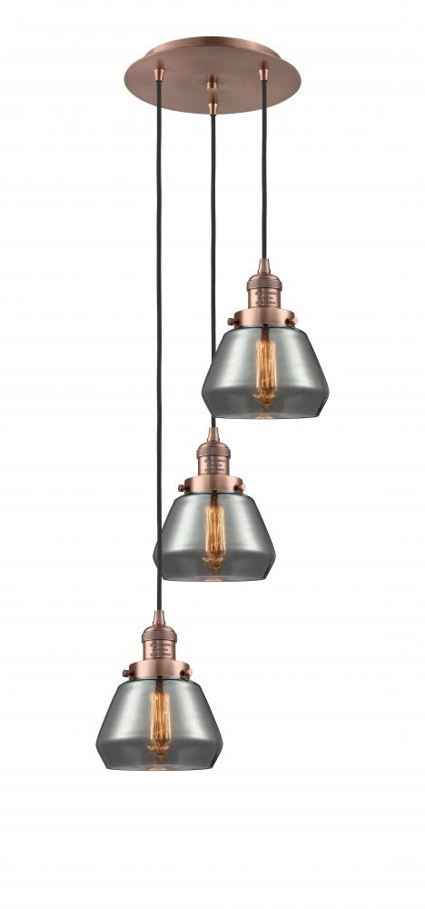 Fulton - 3 Light - 14 inch - Antique Copper - Cord hung - Multi Pendant