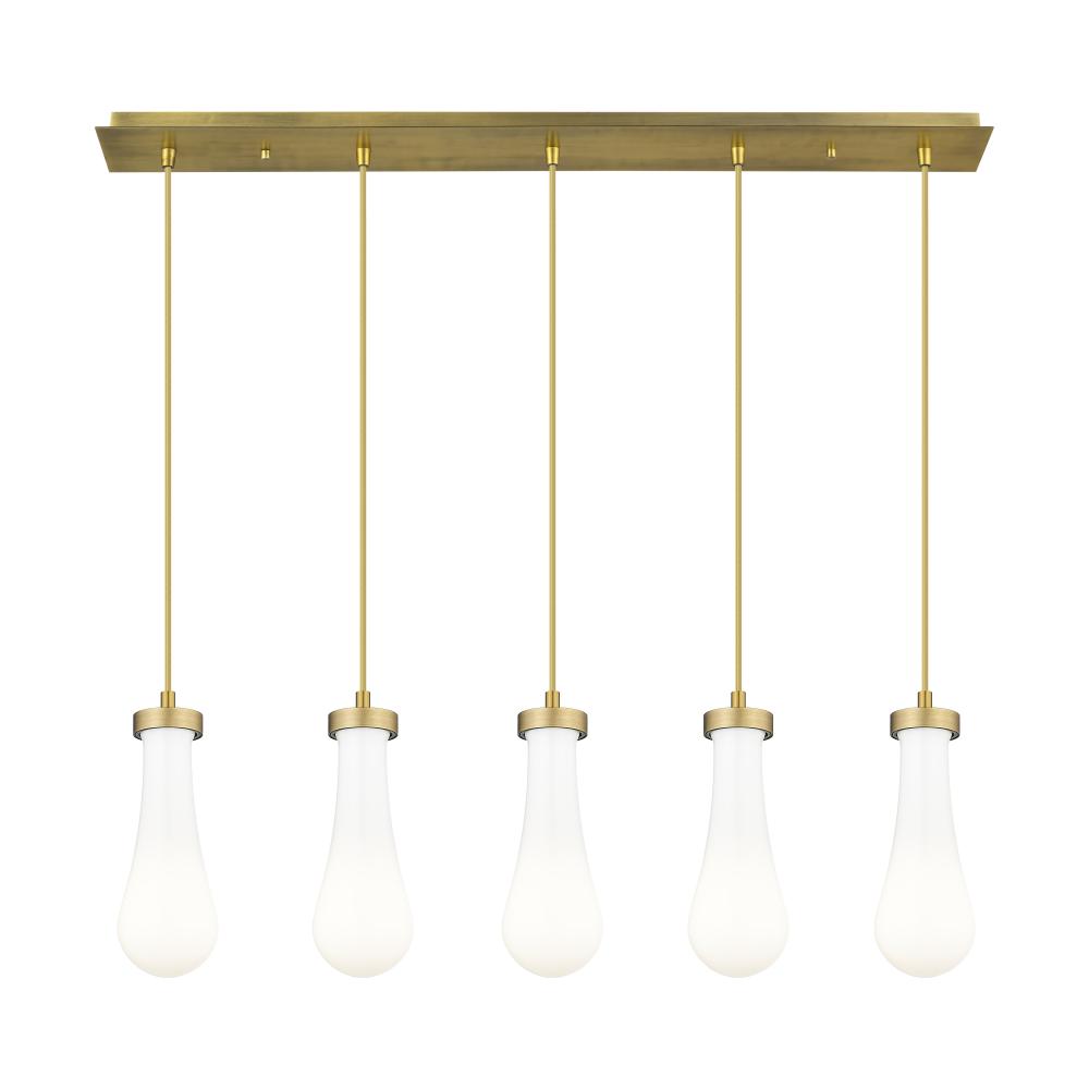 Owego - 5 Light - 37 inch - Brushed Brushed Brass - Linear Pendant