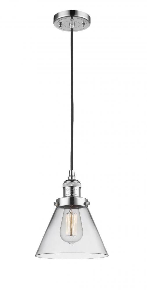 Cone - 1 Light - 8 inch - Polished Chrome - Cord hung - Mini Pendant