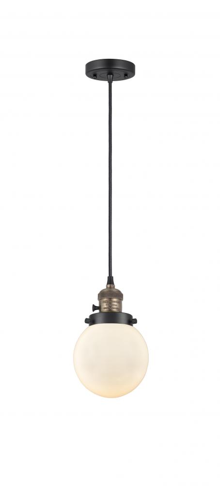 Beacon - 1 Light - 6 inch - Black Antique Brass - Cord hung - Mini Pendant