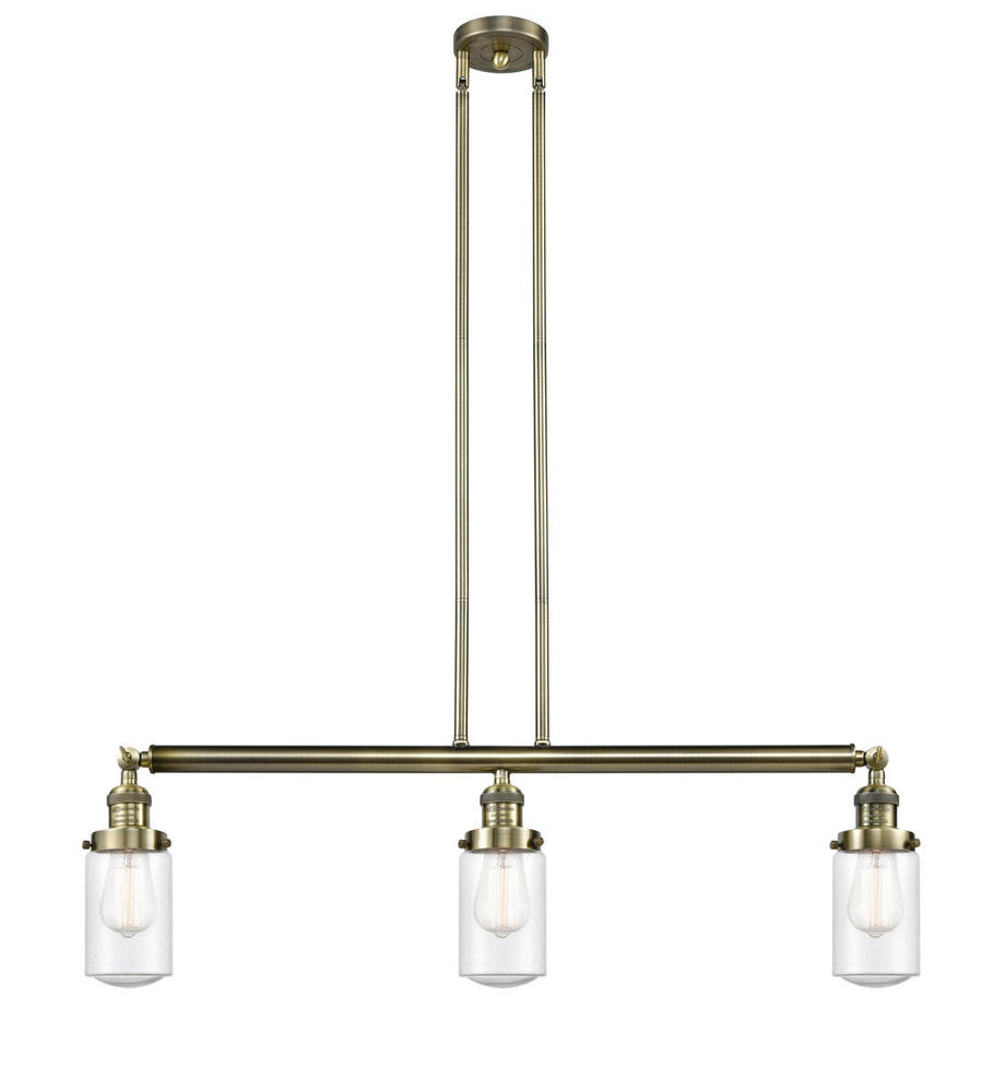 Dover - 3 Light - 37 inch - Antique Brass - Stem Hung - Adjustable Island Light
