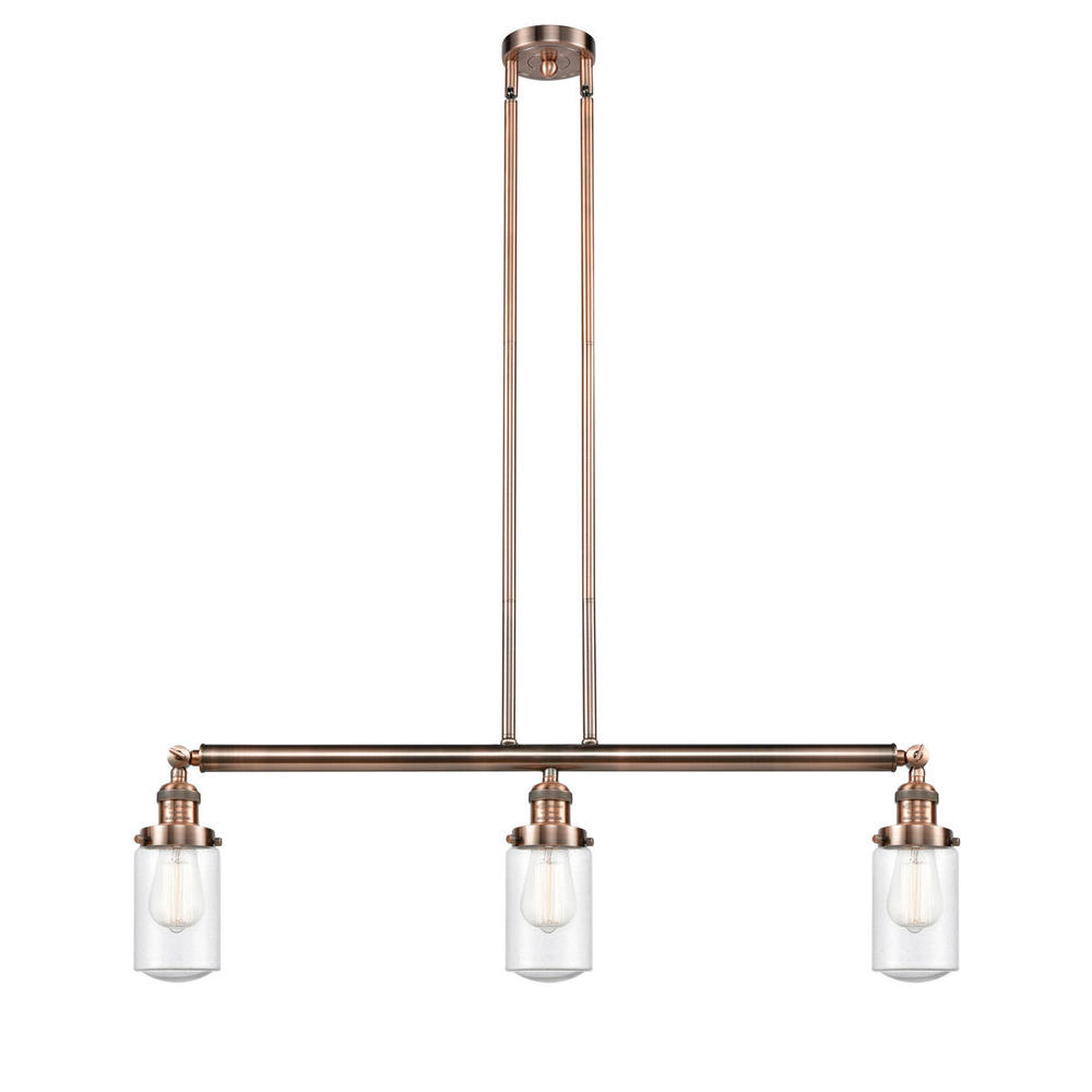 Dover - 3 Light - 37 inch - Antique Copper - Stem Hung - Adjustable Island Light