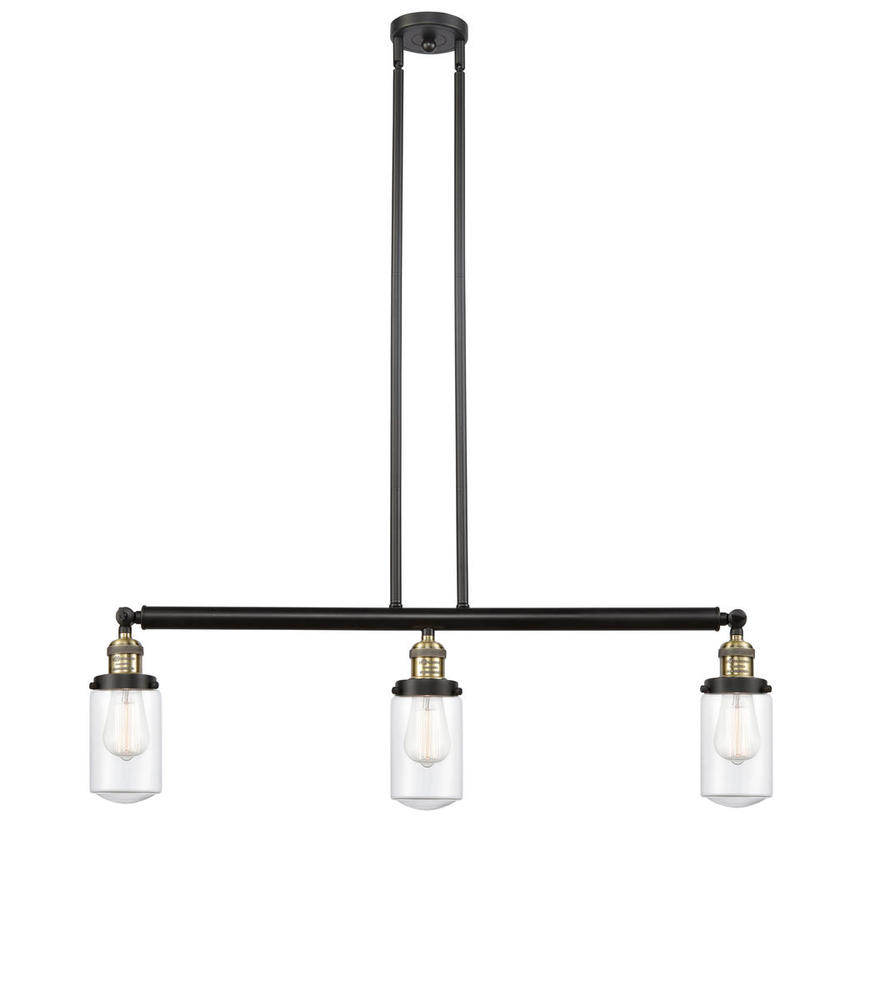 Dover - 3 Light - 37 inch - Black Antique Brass - Stem Hung - Adjustable Island Light