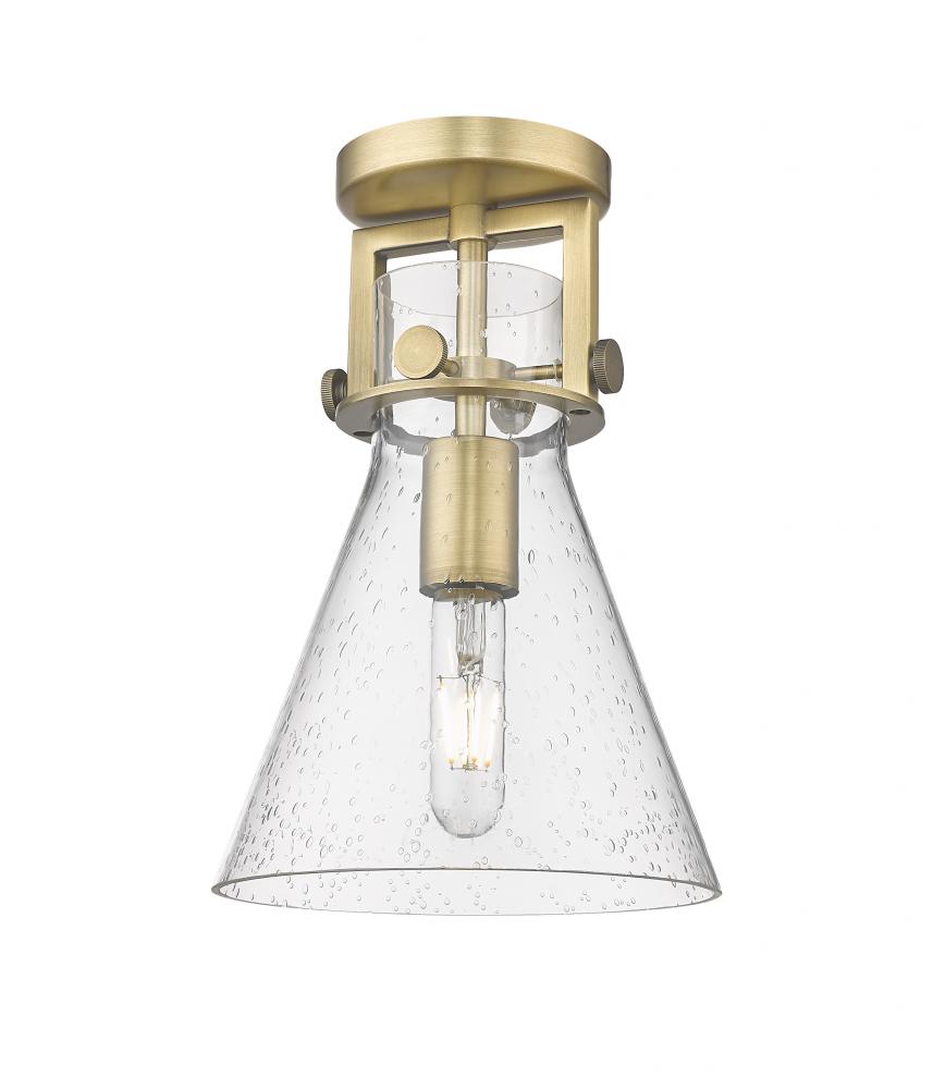 Newton Cone - 1 Light - 8 inch - Brushed Brass - Flush Mount