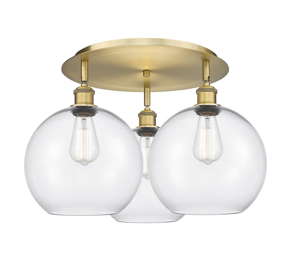 Athens - 3 Light - 22 inch - Brushed Brass - Flush Mount