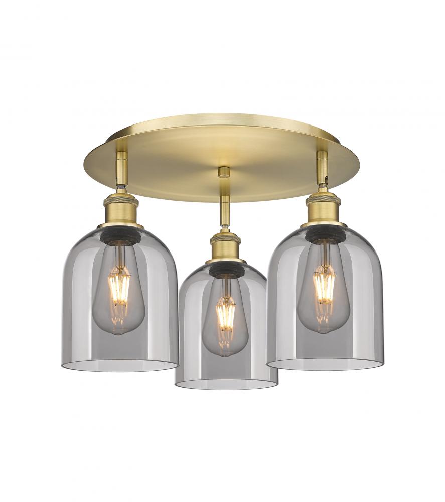 Bella - 3 Light - 17 inch - Brushed Brass - Flush Mount