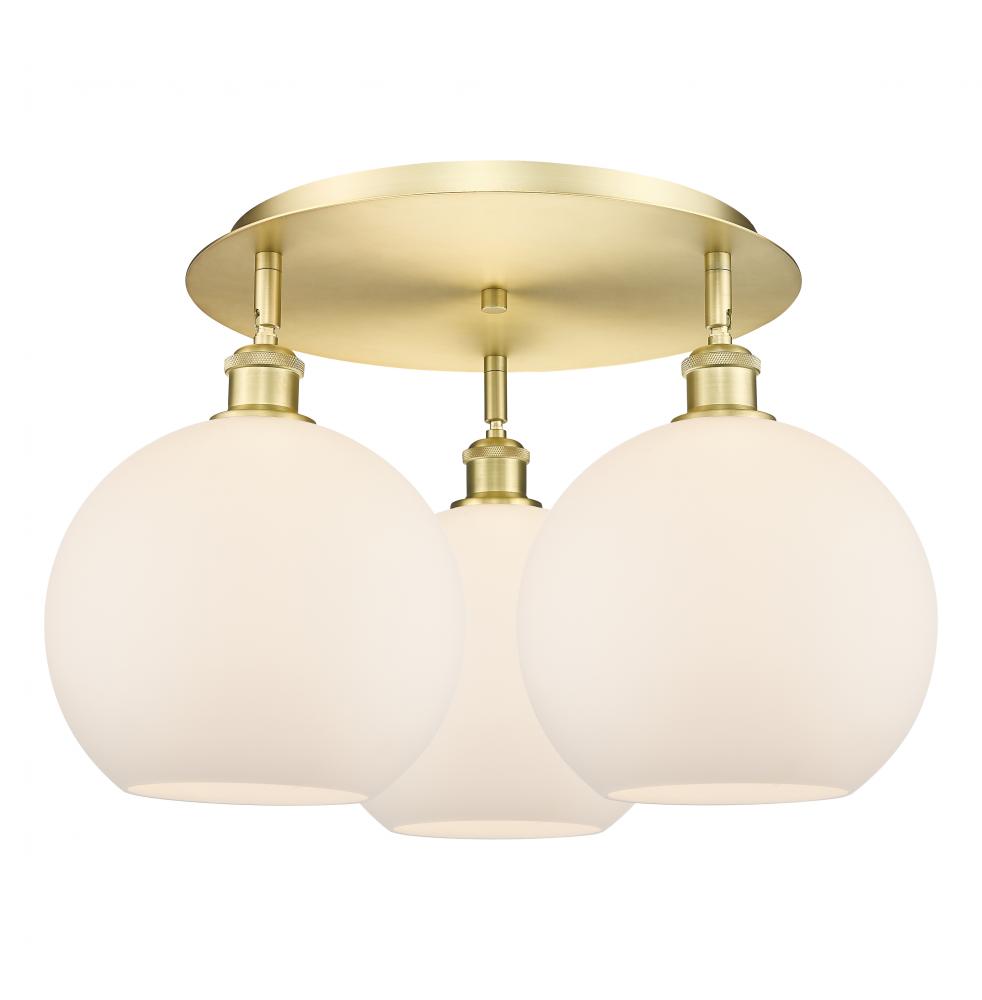 Athens - 3 Light - 22 inch - Satin Gold - Flush Mount