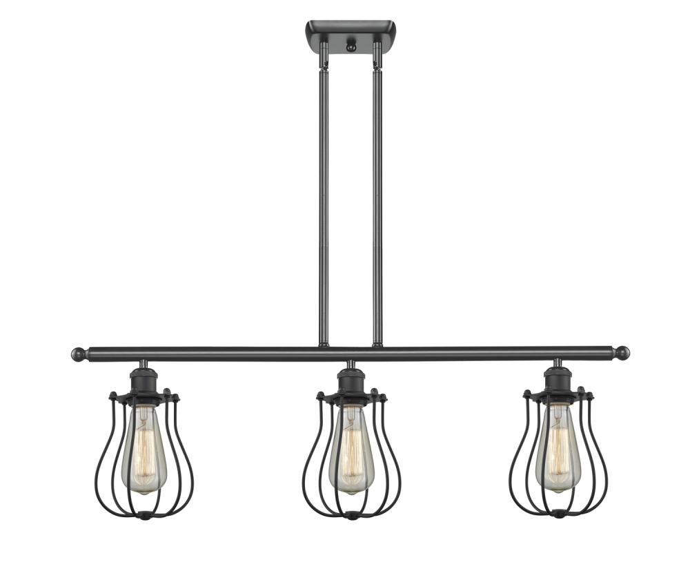 Muselet - 3 Light - 36 inch - Matte Black - Cord hung - Island Light