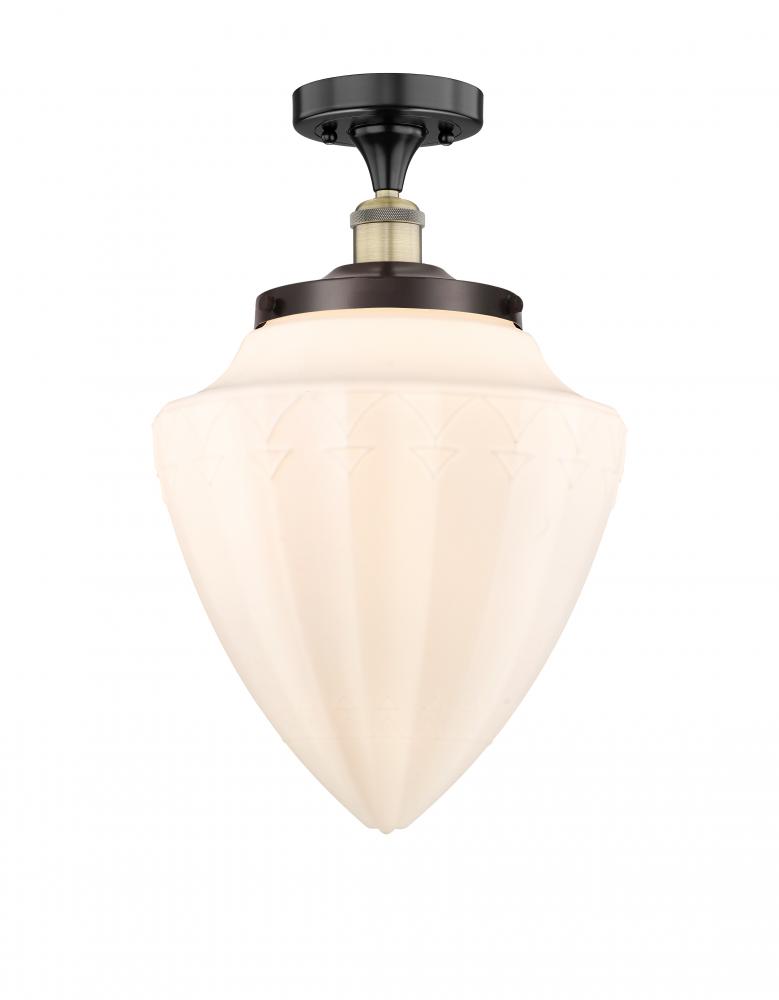 Bridgeton - 1 Light - 12 inch - Black Antique Brass - Semi-Flush Mount