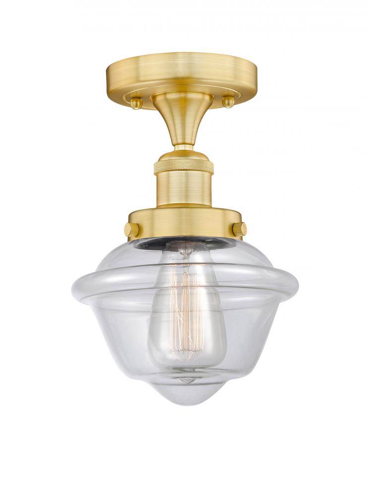 Oxford - 1 Light - 7 inch - Satin Gold - Semi-Flush Mount