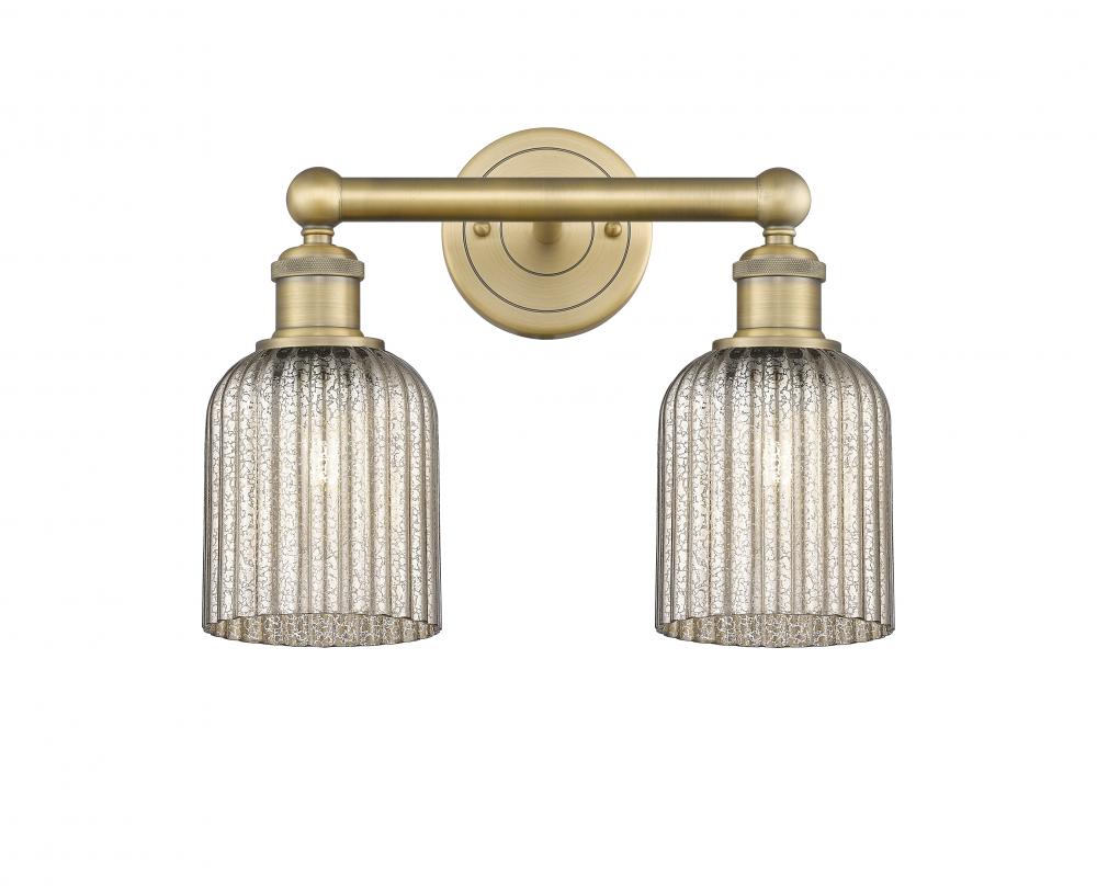 Bridal Veil - 2 Light - 14 inch - Brushed Brass - Bath Vanity Light